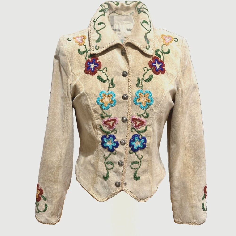 Rare VIntage Beaded Leather Renegade Ren Ellis Jacket Size 8